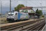 Nochmals etwas im Detail, die an die BLS vermietet RailPool 187 008-8 in Chavonray.