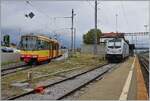 Der TRAVYS/OC Be 4/8 003 und die RailPool 187 008-8 in Chavonray.